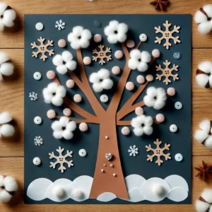 Cotton Ball Winter Tree