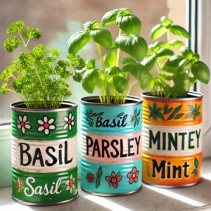 Herb Garden in Tin Cans