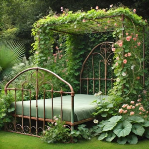 Metal Bed Frame as a Garden Trellis