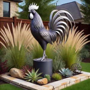 rooster as a focal point in landscaping