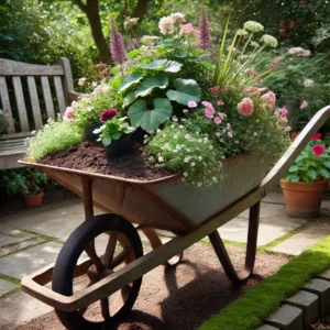 Rusty Wheelbarrow Planter