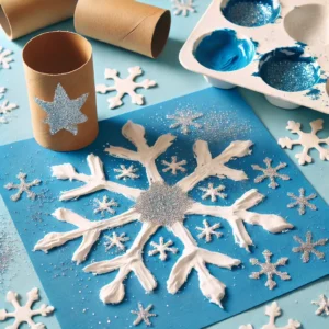 Snowflake Stamping with Toilet Paper Rolls