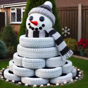 Snowman Made from Tires