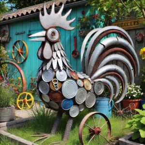 Upcycled Metal Rooster Art