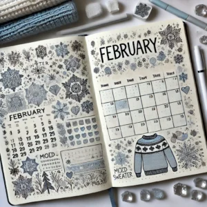 Winter Wonderland-Themed Bullet Journal Spread